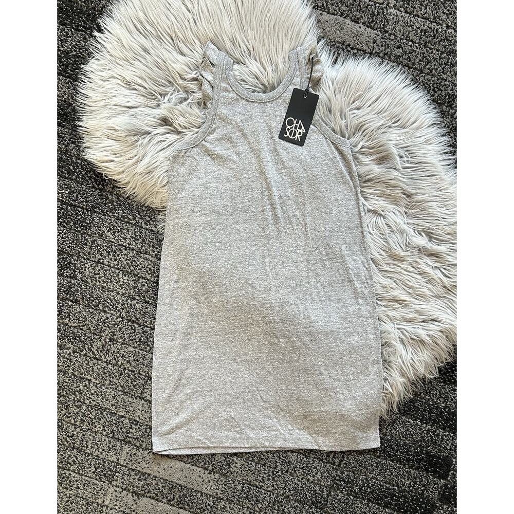 Chaser Triblend Ruffle Racer Gray Tank Dress Size Small ($79)
